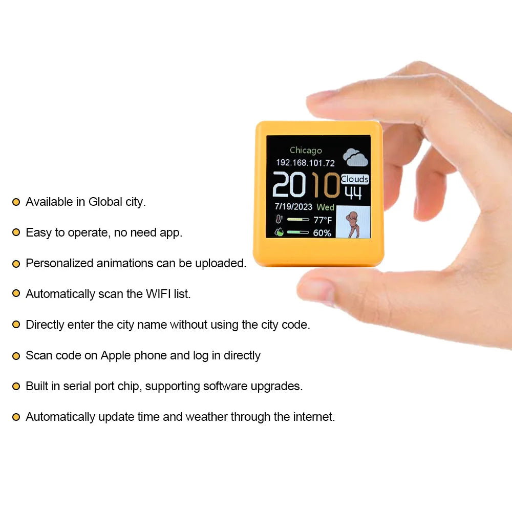 Small Portable Smart Wifi Weather Station Display Weather Temperature Humidity Time Alarm Clock Desktop Decoration Beauty World Shop