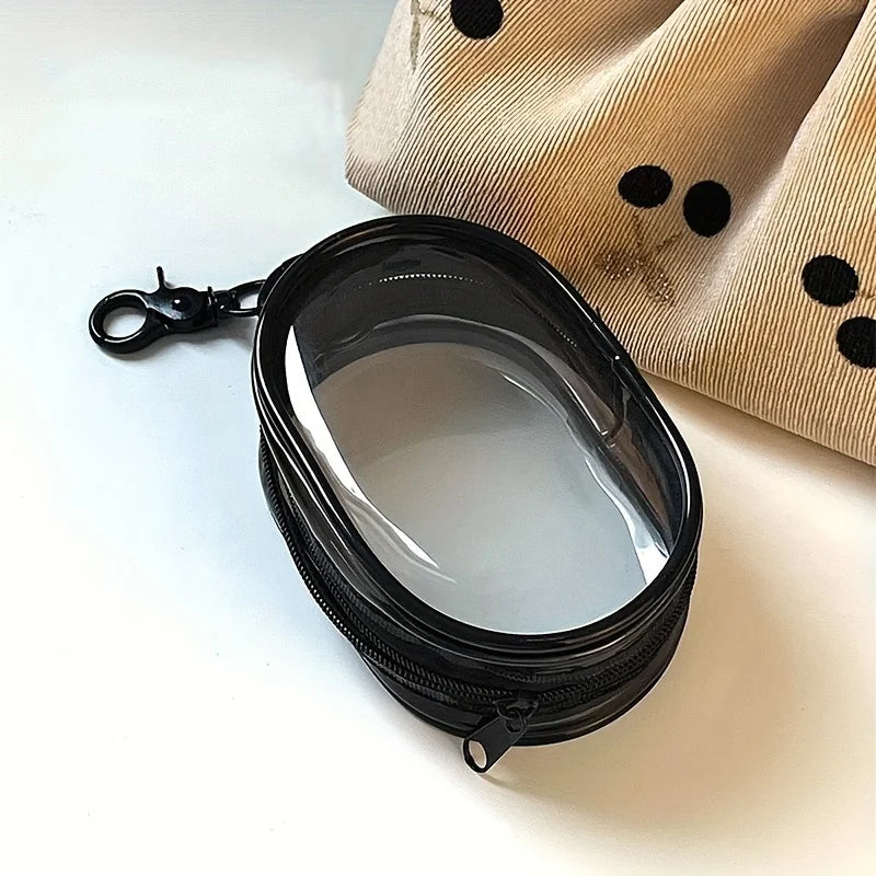 Portable Mini Clear Zipper Storage Bag - Space-Saving Organizer for Earphones & Chargers, Versatile with Handy Keychain Loop Beauty Fashion