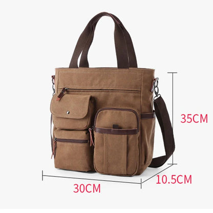 Men's Handbags Briefcase Canvas Shoulder Bag Man for Documents Large Capacity Tote Laptop Bag Crossbody Travel Bags Vintage K004 Beauty Trend Shop