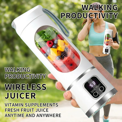 Mini Electric Juicer 450ML Large Capacity with Powerful Motor Digital Display for Crushed Ice Household Rechargeable Juice Cup Beauty World Shop