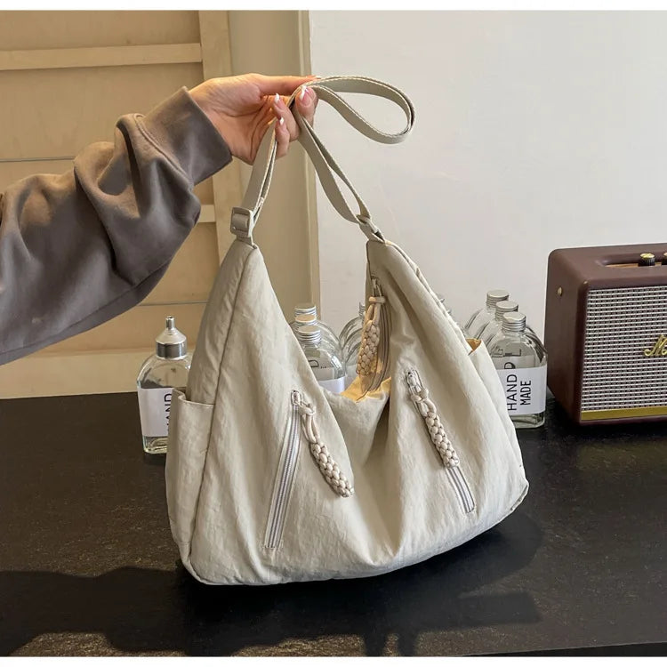 Trendy Women's Soft Cloth Shoulder Bag Solid Color Student 2026 Spring Y2k Casual Style Big Handbags Crossbody Bags for Women Beauty World Shop