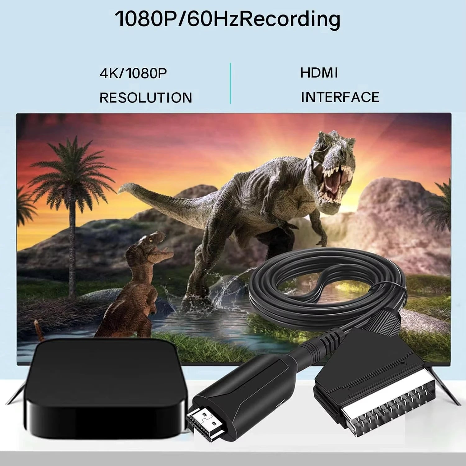 SCART to HDMI Converter Cable Video Audio Converter Adapter Scart in HDMI Out Suport 720P/1080P Switch for HDTV DVD Beauty World Shop