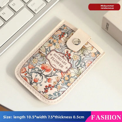 Vintage Oil Painting Pull Out Card Holder One Piece Women's Compact Ultra Thin Mini Cartoon New Style Niche Design Card Case Bag Beauty World Shop