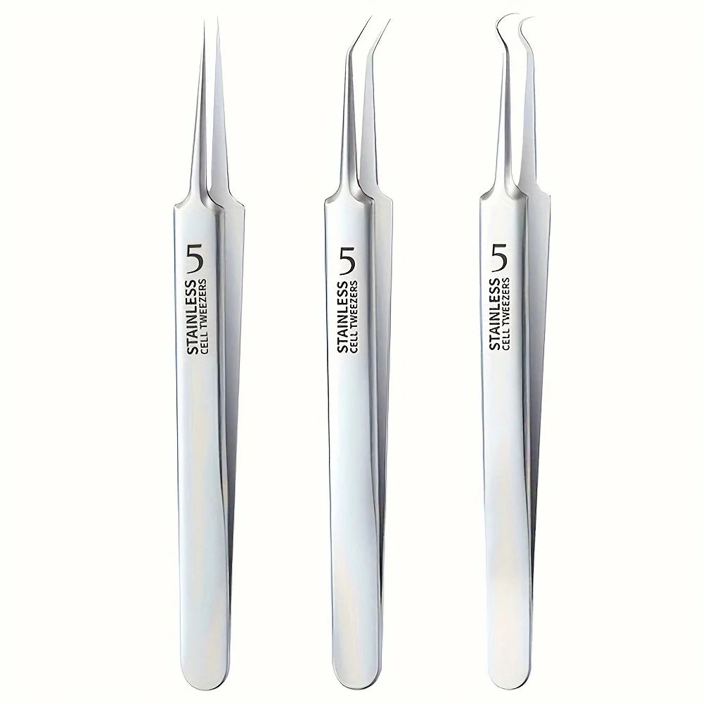 Easy-To-Use Stainless Steel Acne Extractor Set - Hypoallergenic Beauty Tweezers For Clear Skin, Perfect For Beginners Beauty Fashion