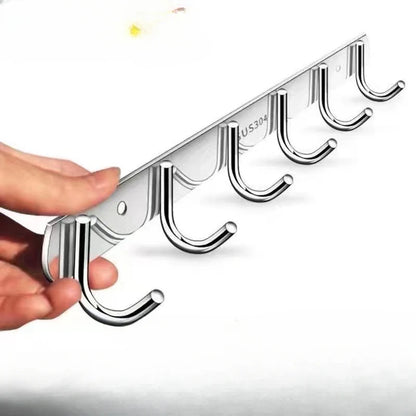 Stainless Steel Hook Hooks Toilet Clothes Hook Kitchen Supplies Hanger Punch-free Hook Rack Beauty World Shop