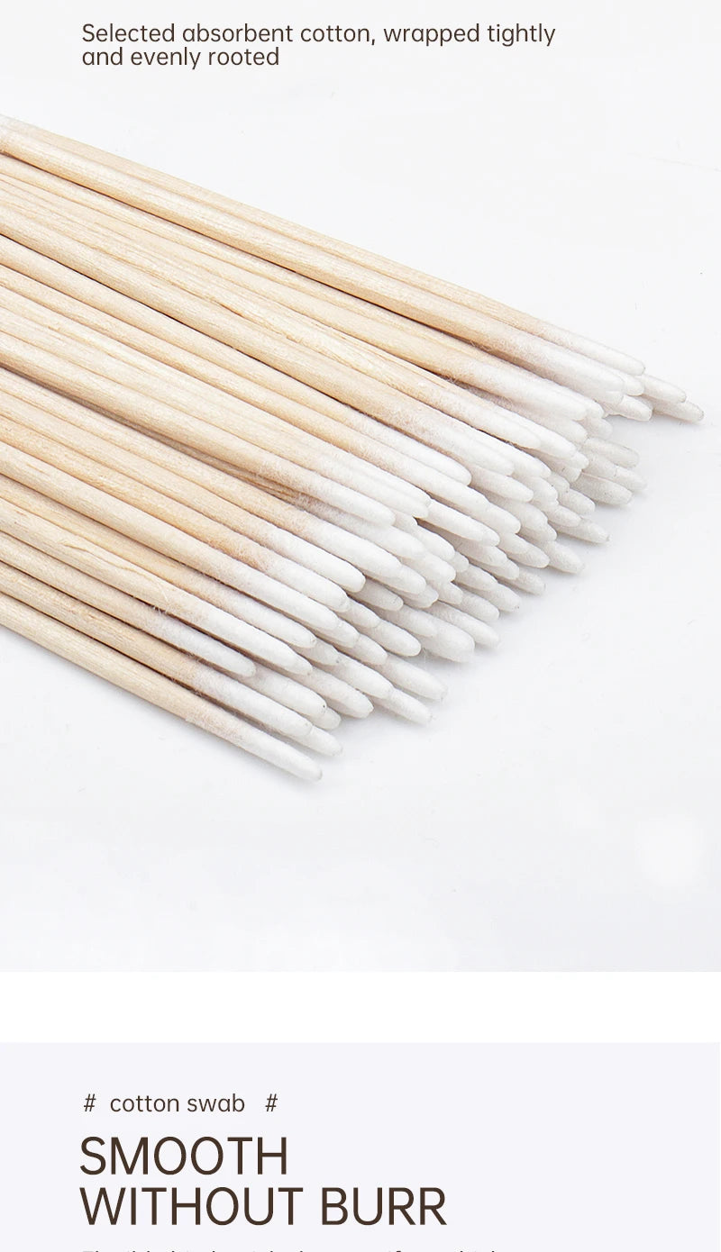 100/300 Pcs Disposable Ultra-small Cotton Swab Brush Lint Free Micro Wood Makeup Brushes Eyelash Extension Glue Removing Tools Beauty World Shop