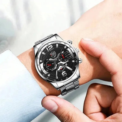 5PCS Set DEYROS Fashion Mens Calendar Watches Men Business Stainless Steel Quartz Wristwatch Male Casual Necklace Bracelet Watch Beauty World Shop