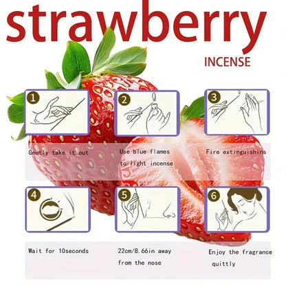 Red High-Quality Creamy Strawberry Incense Stick - Long-Lasting Strawberry Scent with Woody Notes, Fruit Meditation Yoga Home Office Party Holiday Gift, Eliminates Fatigue, Long-Lasting Fragrance (Doesn'T Scatter, Burns Evenl Beauty World Shop