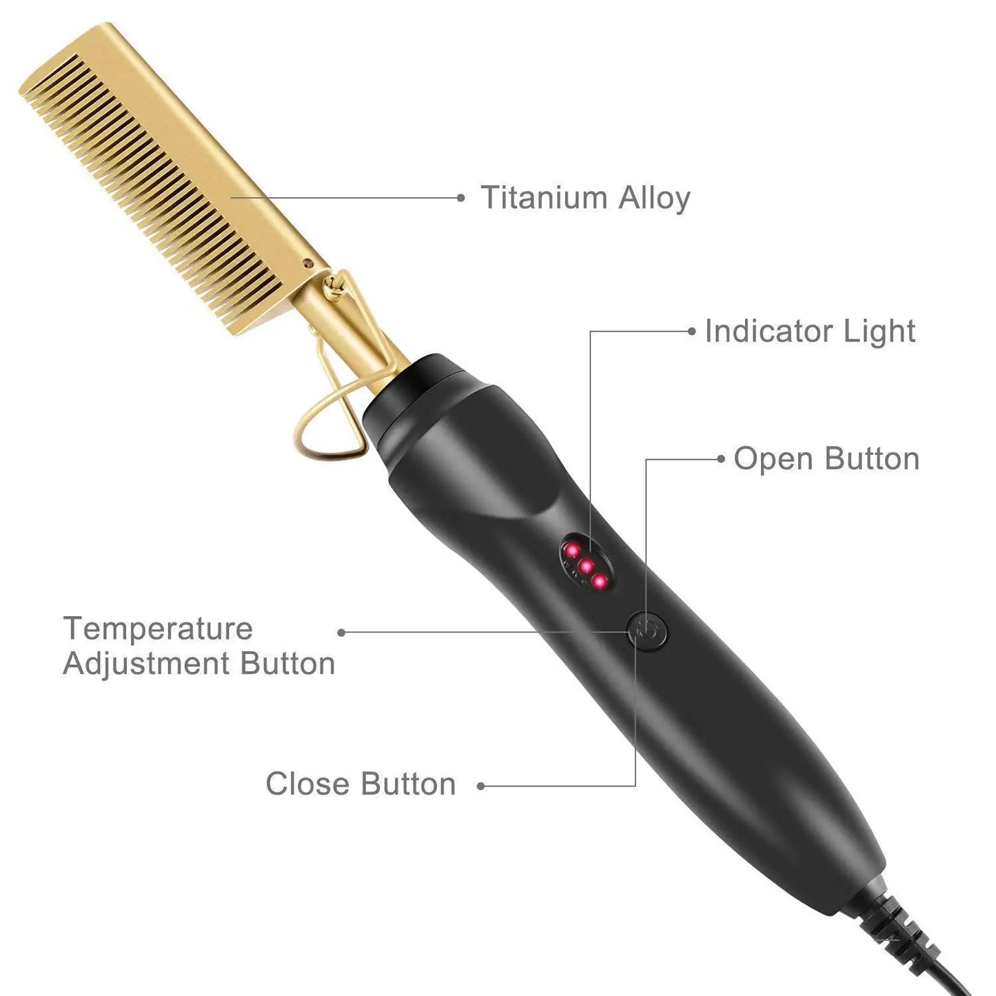 Electric Hot Heating Comb Hair Straightener Heat Pressing Combs Wet and Dry Hair Iron Straightening Brush Hair Styling Tools Beauty World Shop