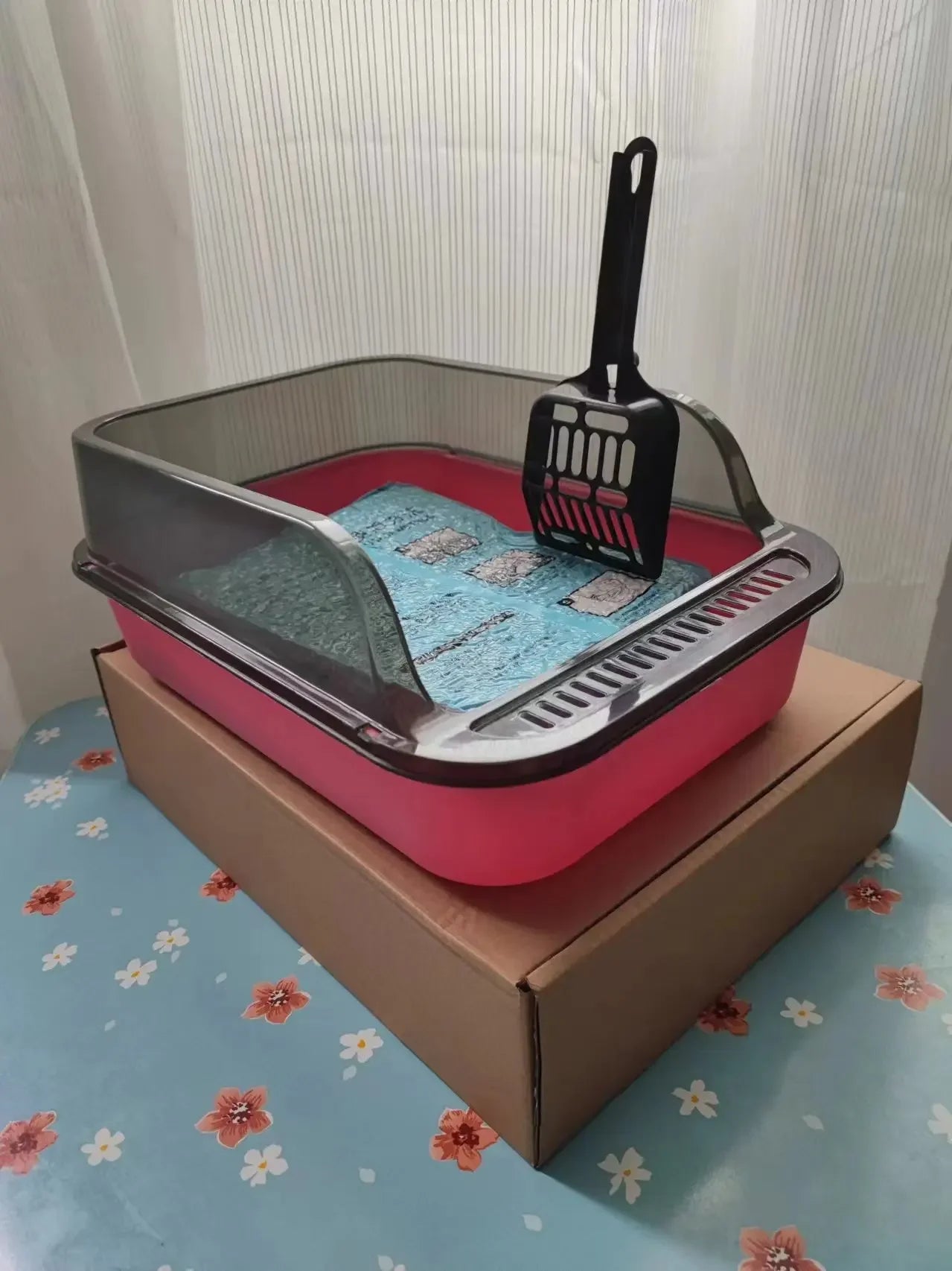 Cat Litter Box Set Large Fence Semi Enclosed Cat Litter Box Thickened Cat Toilet with Cat Litter Scoop Pet Supplies Cat Litter Beauty World Shop