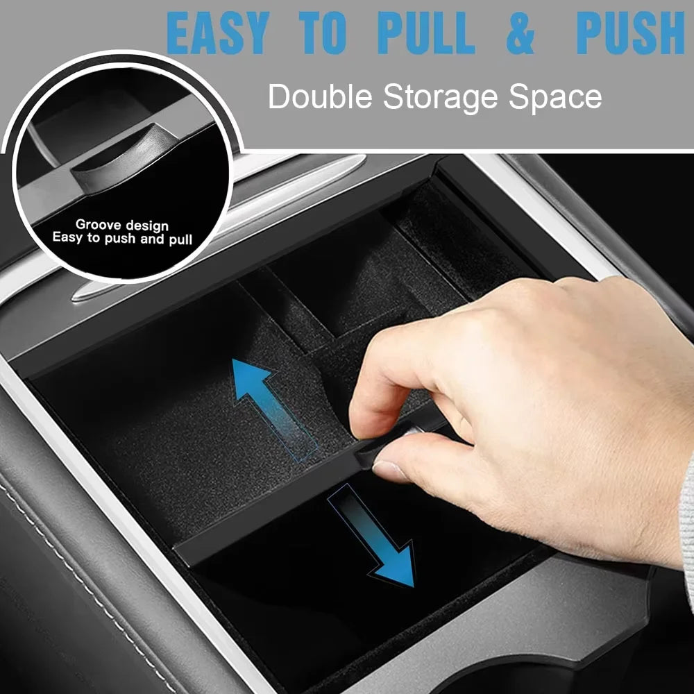 For Tesla Model 3 Y Highland Juniper 2026 Center Armrest Hidden Storage Box Cup Holder Console Organizer Box Accessories Beauty World Shop