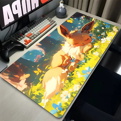 Kawaii Japan Anime Mouse Pad PC Colorful E-eevee Gamer Cabinet Mousepad HD P-pokemonS Keyboard Rug Laptop Gaming Rubber Desk Mat Beauty World Shop