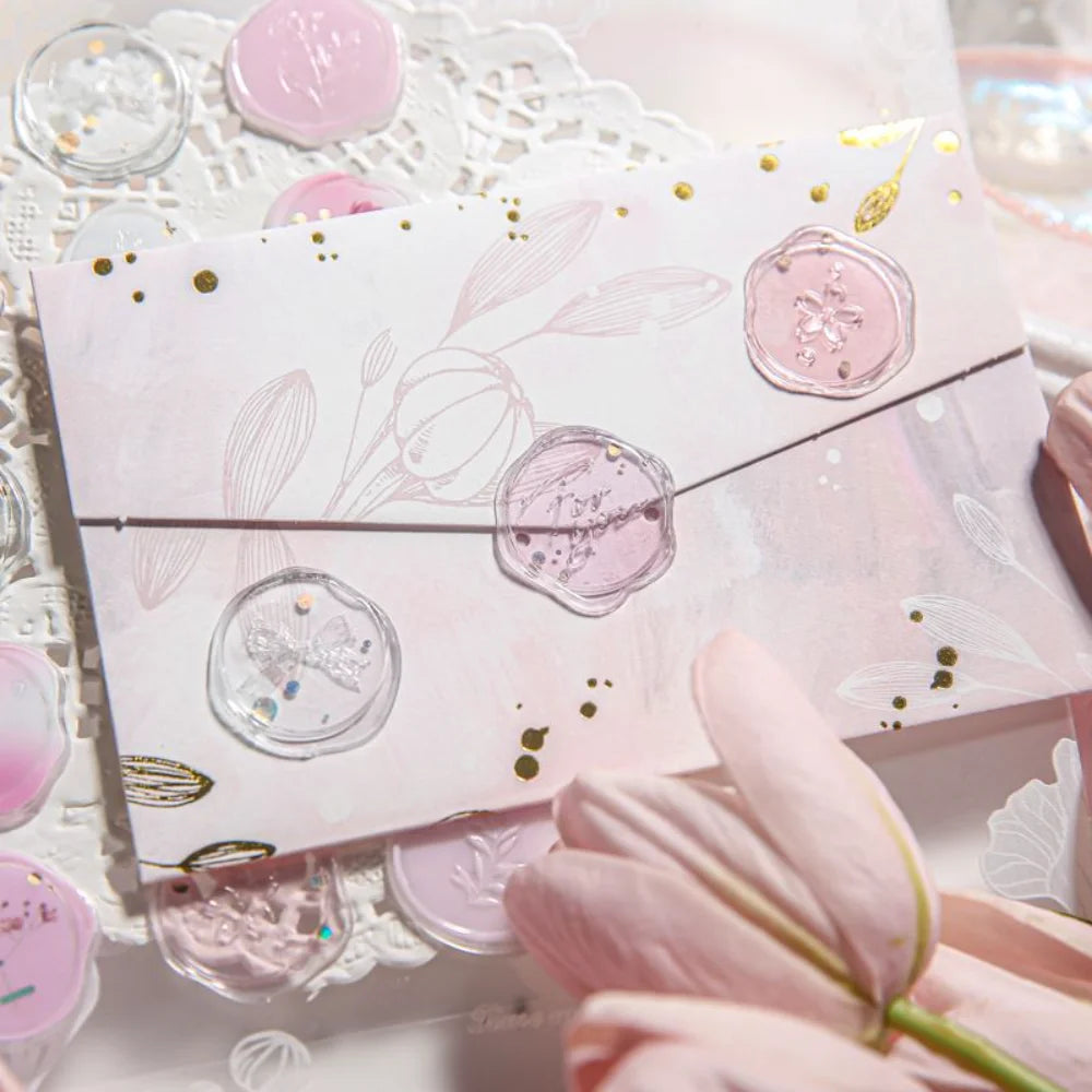 Mr.Paper 4 Style Fire Paint Seal Drip Glue Stickers Good-Looking Envelopes Sealing Paste Handbook Decoration Sticker Stationery Beauty World Shop