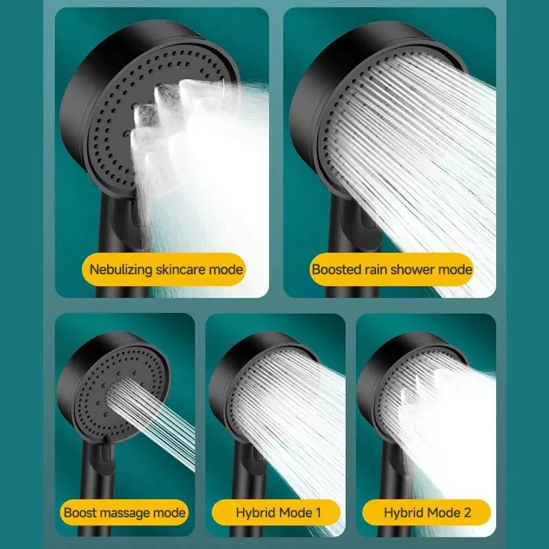 5 Modes Pressure Boost Shower Head Multifunction Adjustable Large Water Shower Nozzle Massage Bathroom Accessory Beauty World Shop