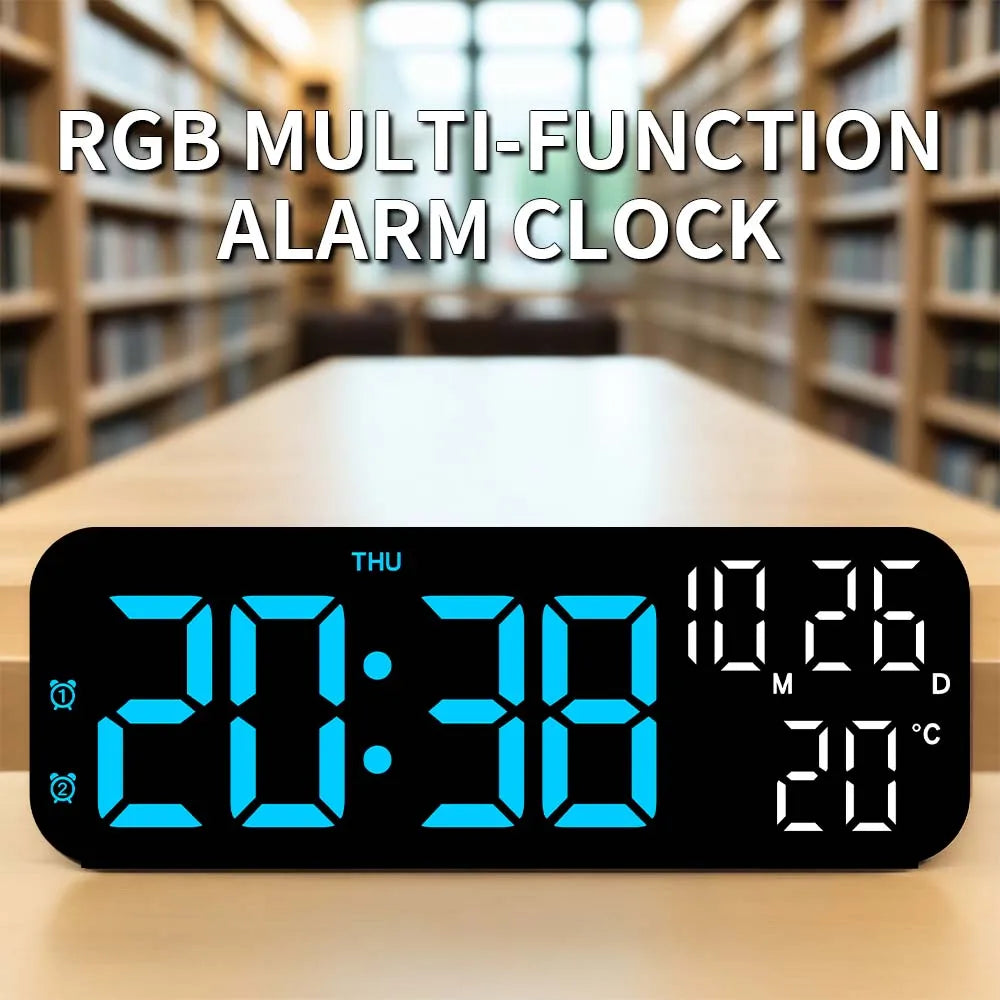 Digital Alarm Clock Temperature and Date Week Display Night Mode Table Clock Voice Control 12/24H Electronic LED Alarm Clocks Beauty World Shop