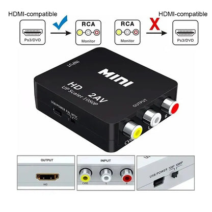 HDMI-compatible To AV RCA Adapter Converter MINI Box RCA AV CVSB LR Video Composite AV Scaler Converter For PC HDTV Projector Beauty World Shop