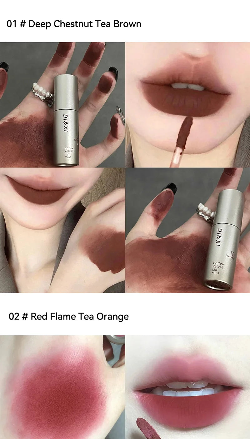 DIXI Mini Silver Tube Matte Lip Glaze — Velvet Finish, Skin-Enhancing, Versatile Low-Saturation Latte Shade Beauty Trend Shop