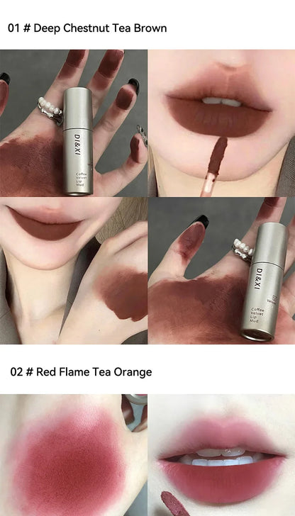 DIXI Mini Silver Tube Matte Lip Glaze — Velvet Finish, Skin-Enhancing, Versatile Low-Saturation Latte Shade Beauty Trend Shop