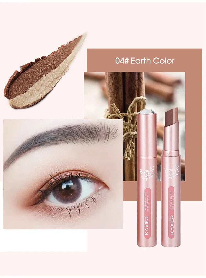 Gradient two-color eye shadow pen waterproof, sweat proof, not easy to smudge, pearlescent, fine shiny, lazy eye shadow s Beauty Trend Shop