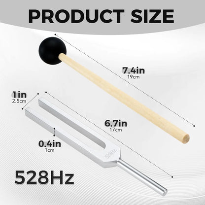 Miwayer Tuning Fork 528 Hz with Silicone Hammer and Cleaning Cloth Perfect Healing Musical Instrument for Stress Alleviation Beauty World Shop