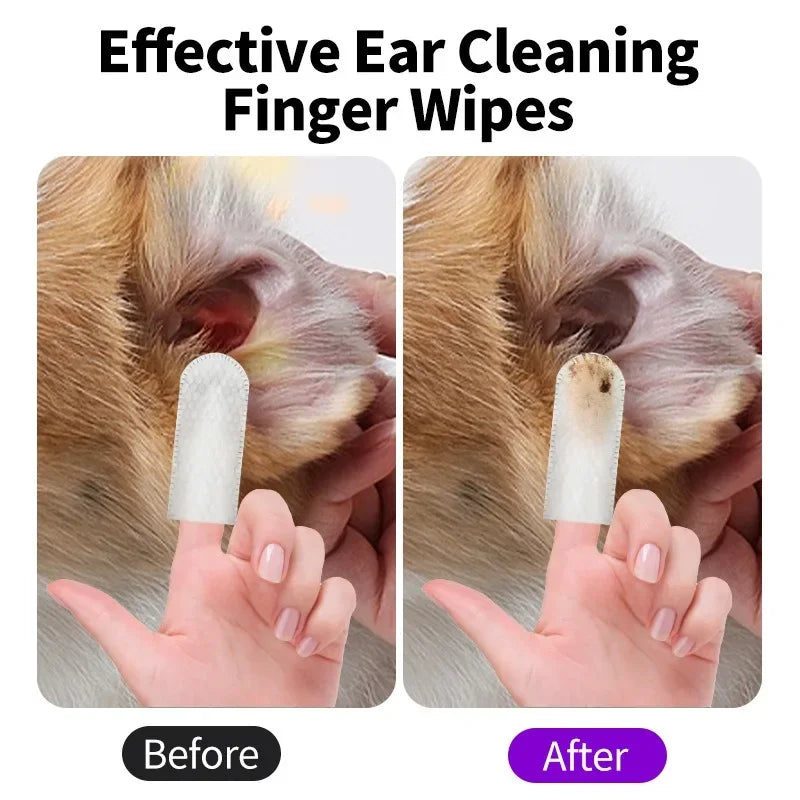 50 PCS Pet Cleaning Products  Ear Cleaning Wipes  Ear Care Fingertips  Ear Mite Removal  Cat and Dog Ear Cleaning Pet Products Beauty World Shop