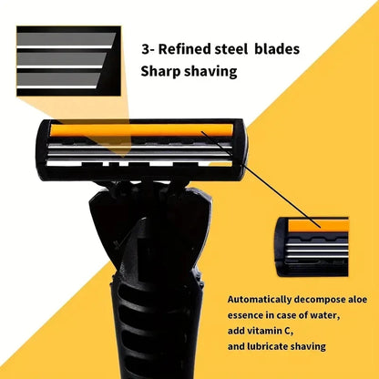3-layer Stainless Steel Blade Men Razor Washable For Travel For Home Shaver Manual Shave Razors For Daily Face Care Beauty World Shop