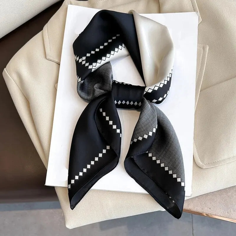 Luxury Silk Feeling Shawl Square Scarf Women Spring Hijab Fashion Wraps Neckerchief Female Hair Bands Ribbon Headband Bandana Beauty World Shop