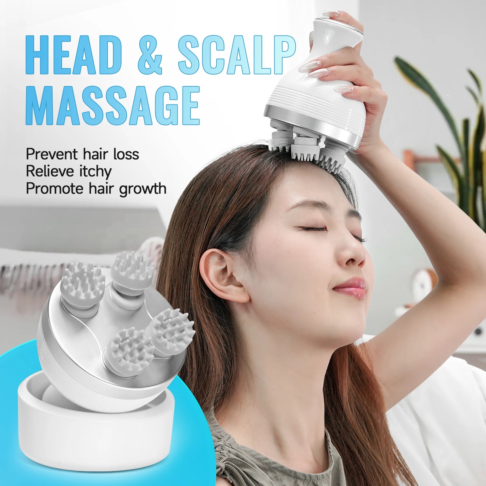 Electric Smart Head Massager Body Massage Neck Deep Tissue Kneading TYPE-C Wireless Waterproof Mini Scalp Massager  Stress Relax Beauty World Shop