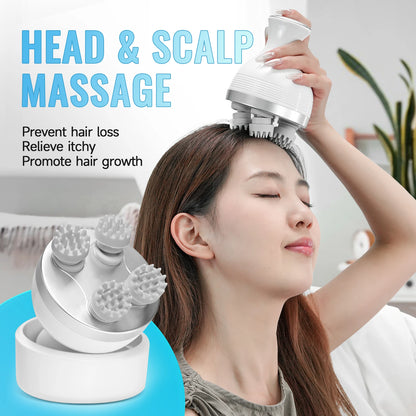 Electric Smart Head Massager Body Massage Neck Deep Tissue Kneading TYPE-C Wireless Waterproof Mini Scalp Massager  Stress Relax Beauty World Shop