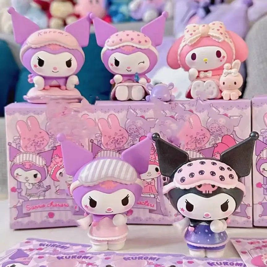 Sanrio Figure Blind Box Cute Kuromi My Melody Figures Toy Pajamas Series Collection Home Decorate For Children Christmas Gift Beauty World Shop