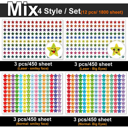 450-3000 Sheet Happy Face Stars Reward Sign Stickers Pack DIY Skateboard Suitcase Stationery Decals Decor Phone Laptop Gift Toys Beauty World Shop