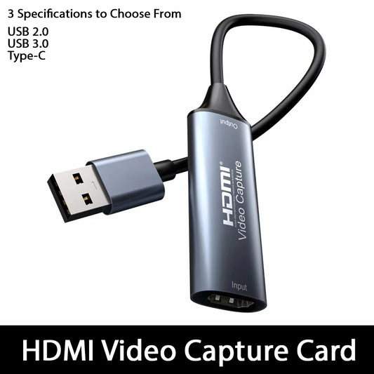 USB 3.0 Video Capture Card 4K HDMI-compatible to USB 2.0 Type-C Game Grabber Record For Switch Xbox DVD PS5/4 Live Broadcast Beauty World Shop