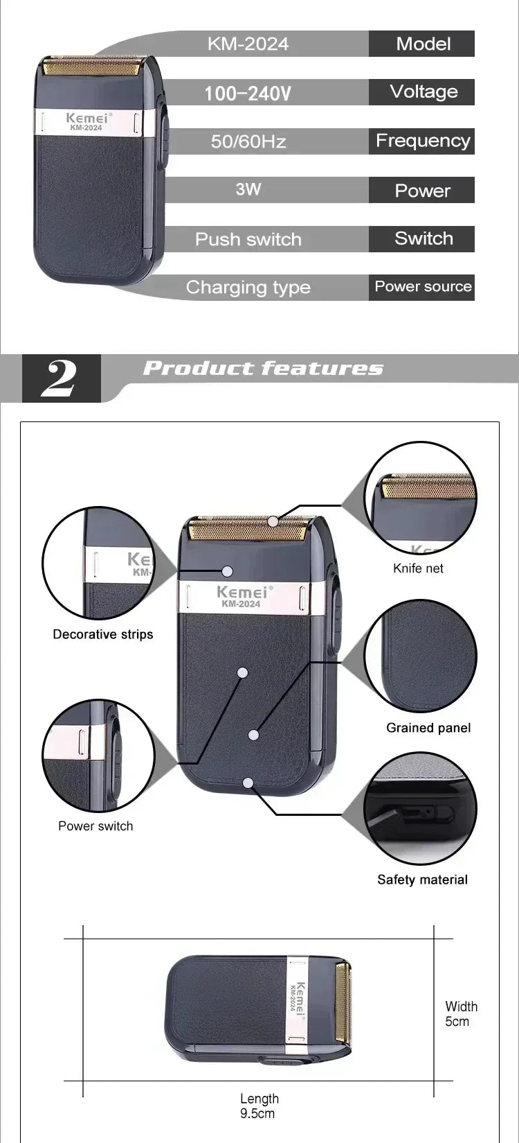 Kemei Hair Clippers KM-2628 KM-678 KM-2024 Professional Electric Beard Clipper Rechargeable Men's Shaver Hair Trimmer Kit Men Beauty Trend Shop