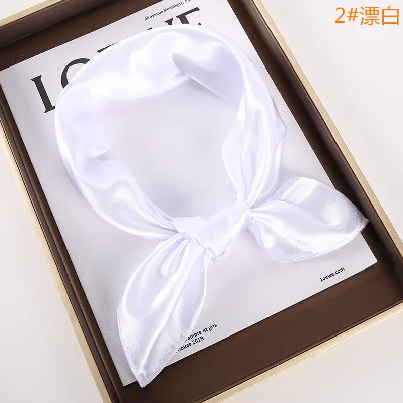 New Solid 60x60cm Square Scarf Single Imitation Silk Bright Light And Satin Performance Scarves Party Gift Beauty World Shop
