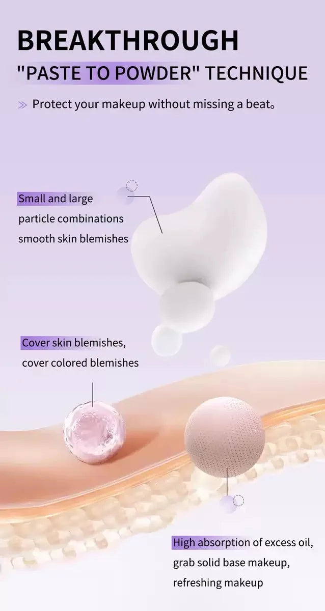 1PC Violet Cream To Powder Skin-friendly Skin Natural Face Long Lasting Oil-controlling Contouring Powder Cosmetics Beauty Trend Shop