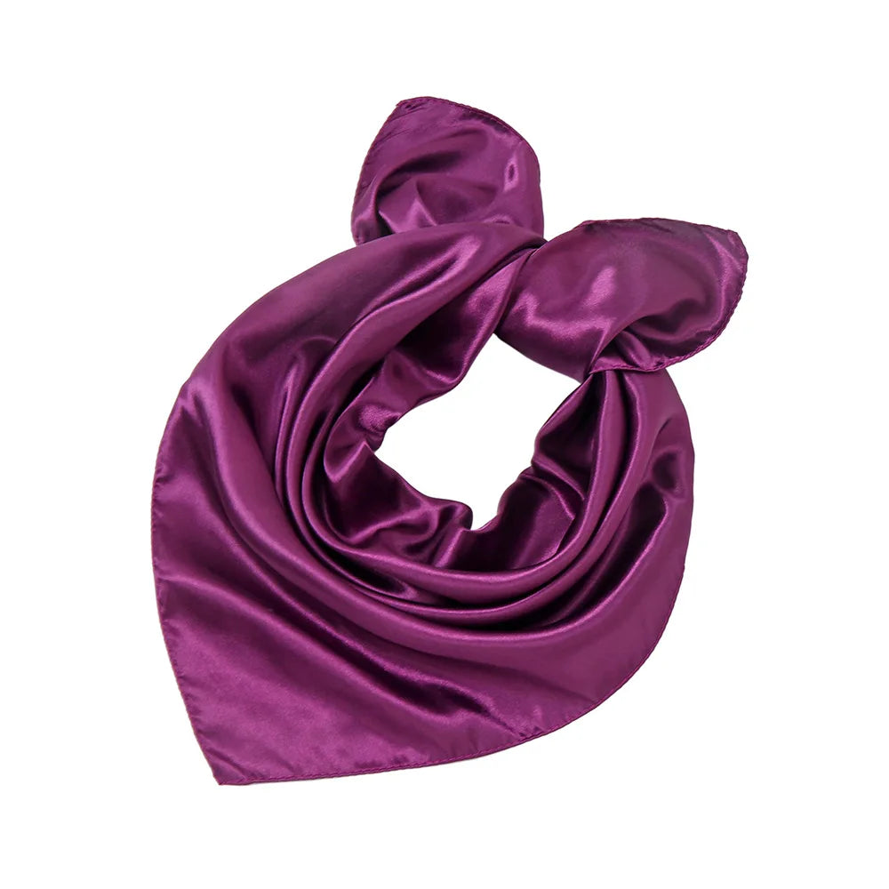 Women New Plain Satin Solid Color 60x60cm Square Scarf Girl Simulation Silk Performance Small Scarves Best Party Gift Beauty World Shop