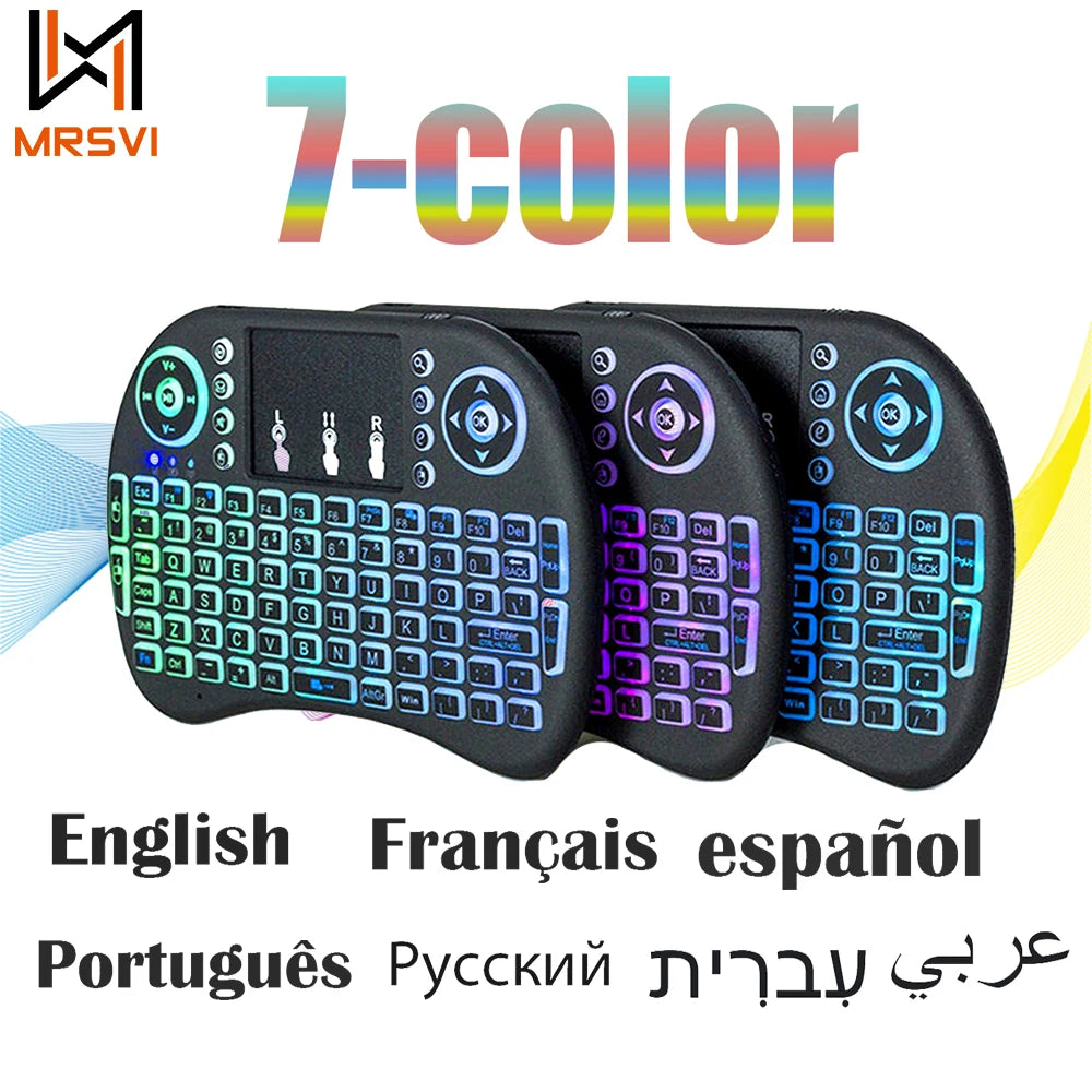2.4G Air Mouse with Touchpad Keyboard i8 Arabic French Spanish Russian Backlit Mini Wireless Keyboard for PC Android TV Box Beauty World Shop