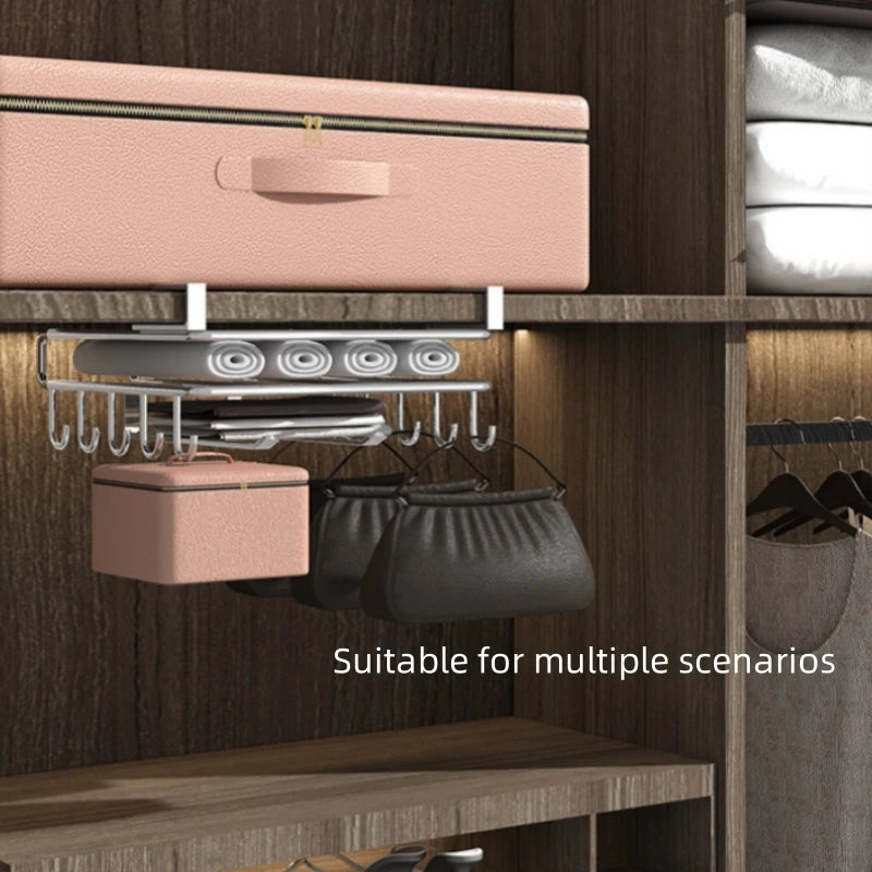 1PC Stainless Steel Hanging Kitchen Storage Rack with Hooks Paper Towel and Utensils Holder Cutting Board Storage Shelf Beauty World Shop