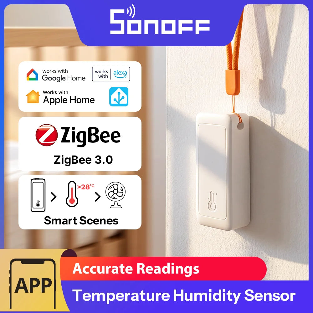 SONOFF Zigbee Temperature and Humidity Sensor Smart Home Airguard TH Lite SNZB-02B Ewelink APP Control Work With Alexa Google Beauty World Shop