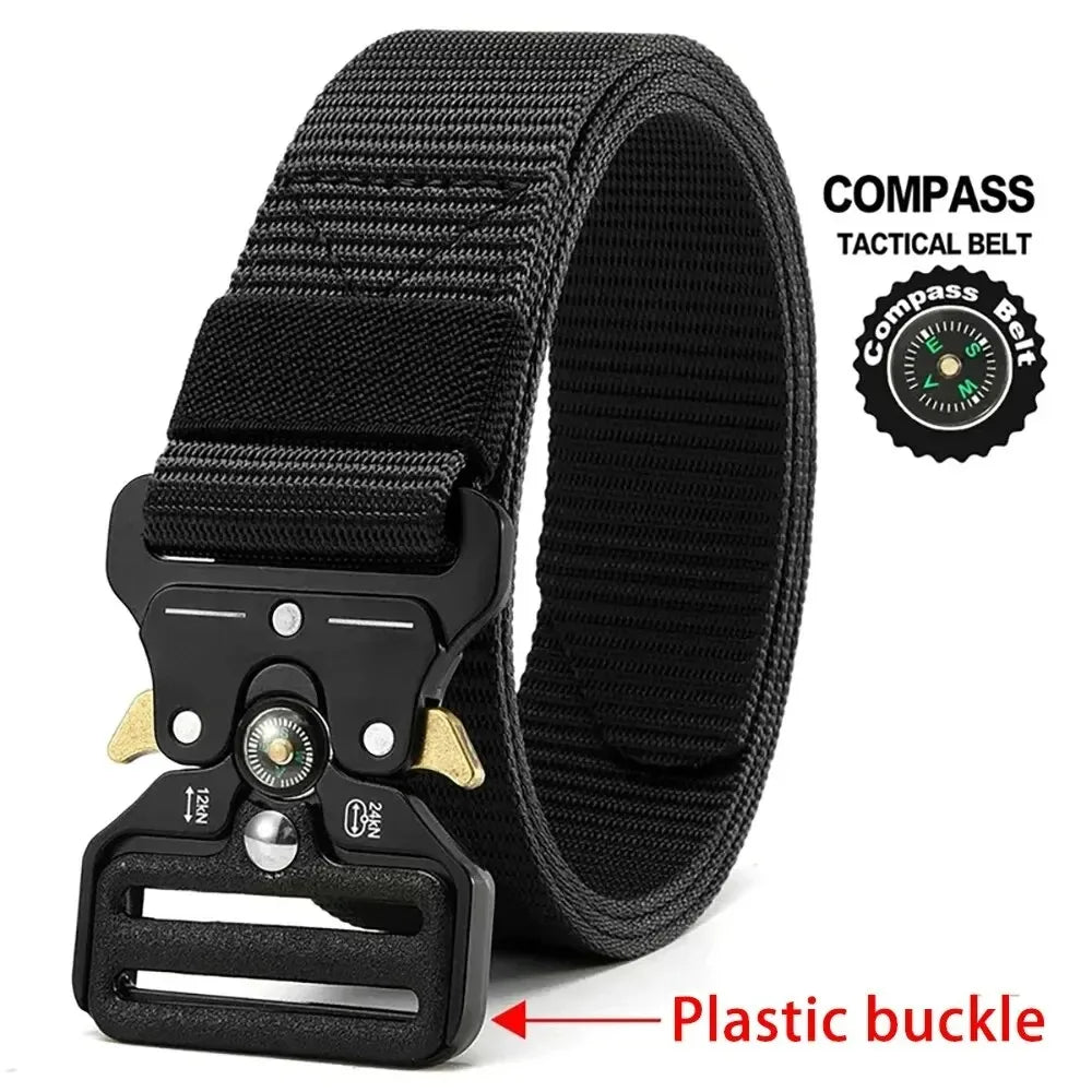 Compass Multi-Function Outdoor Tactical Belt for Men and Women Durable Quick-Dry Canvas Nylon Webbing Hiking Camping Sport Gear Beauty Fashion