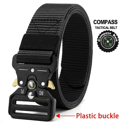 Compass Multi-Function Outdoor Tactical Belt for Men and Women Durable Quick-Dry Canvas Nylon Webbing Hiking Camping Sport Gear Beauty Fashion