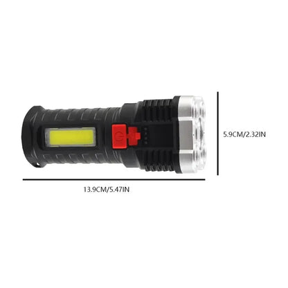 5LED High Power Led Flashlights Rechargeable Camping Spotlight with Side Light 3 Lighting Modes for Camping Adventure Outdoor Beauty World Shop
