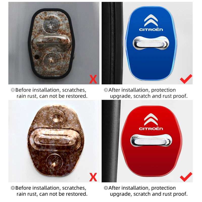 Metal Car Door Lock Cover for Citroen C4 C3-XR C5 Aircross C6 C-quatre Picasso C-Elysee C4L C3L Emblem Stickers Badge Beauty World Shop