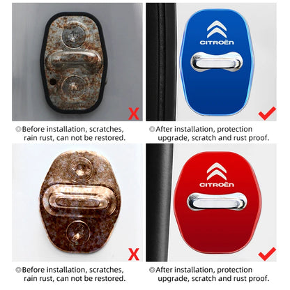 Metal Car Door Lock Cover for Citroen C4 C3-XR C5 Aircross C6 C-quatre Picasso C-Elysee C4L C3L Emblem Stickers Badge Beauty World Shop