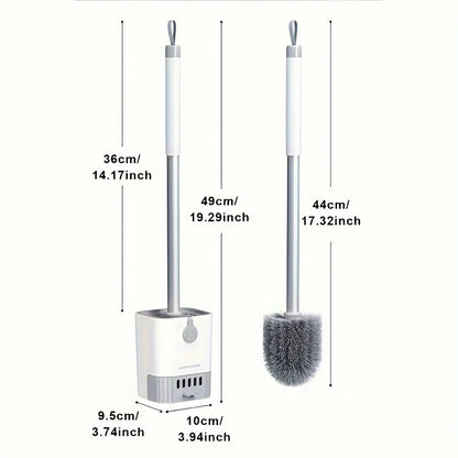 Toilet Brush Set With Holder, Wall Mounted Long Handle Toilet Brush Flexible Toilet Brush Bathroom Brush Cleaning Tools Beauty World Shop