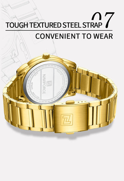 2024 Top Brand NAVIFORCE Mens Watches Stainless Steel Strap Casual Male Quartz Sports Wristwatch Luxury Waterproof Date Clock Beauty World Shop