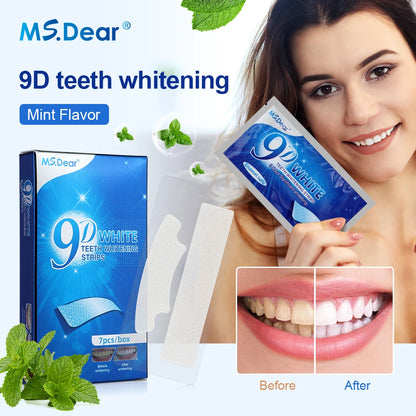 9D Gel White Teeth Cleaning Strips Oral Hygiene Care Double Elastic Teeth Bleaching Strips False Teeth Veneers Tooth Beauty Tool Beauty World Shop