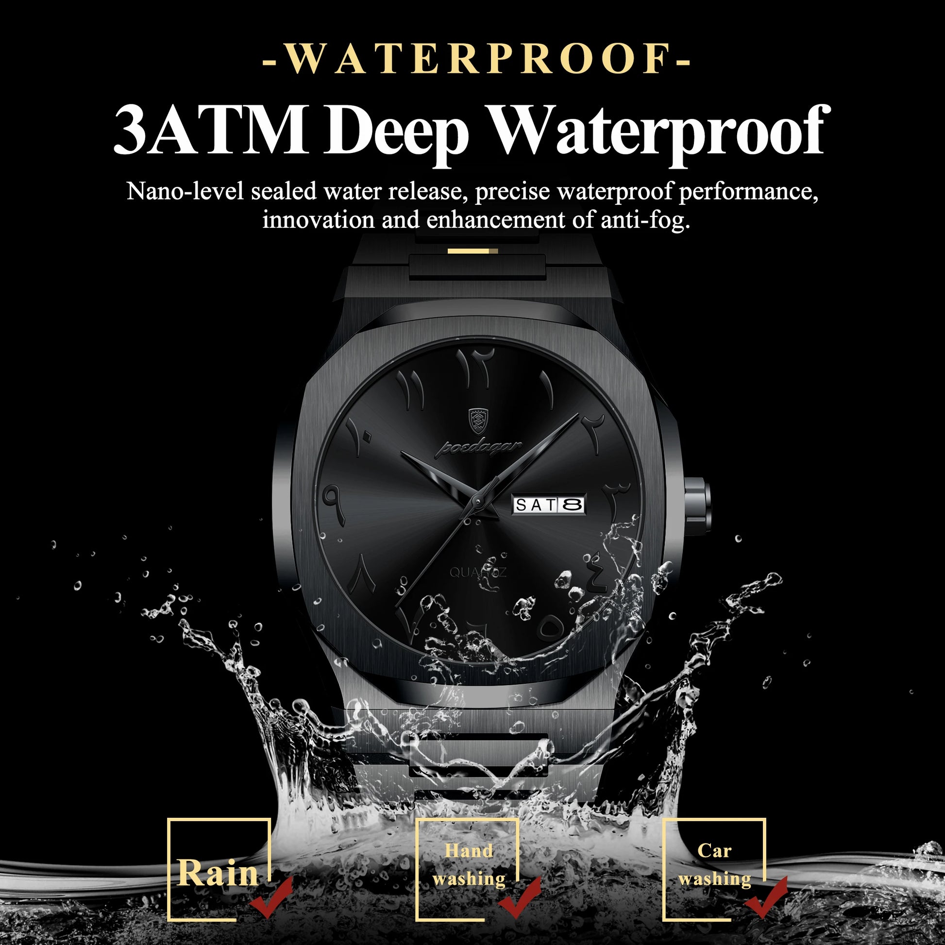 POEDAGAR Original Luxury Men's Watch Waterproof Week Date Fashion Men Wristwatch Quartz Stainless Steel Man Watches Reloj Hombre Beauty World Shop