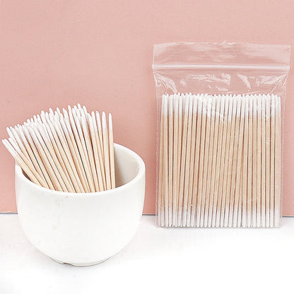 100/300 Pcs Disposable Ultra-small Cotton Swab Brush Lint Free Micro Wood Makeup Brushes Eyelash Extension Glue Removing Tools Beauty World Shop