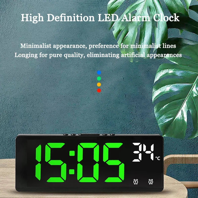 Voice Control Digital Alarm Clock Temperature Dual Alarm Snooze Desktop Table Clock Night Mode 12/24H LED Digital Clock Desk Beauty World Shop